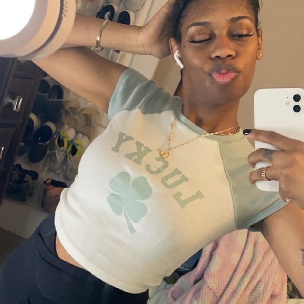 Lucky Brand White Graphic Crop Top